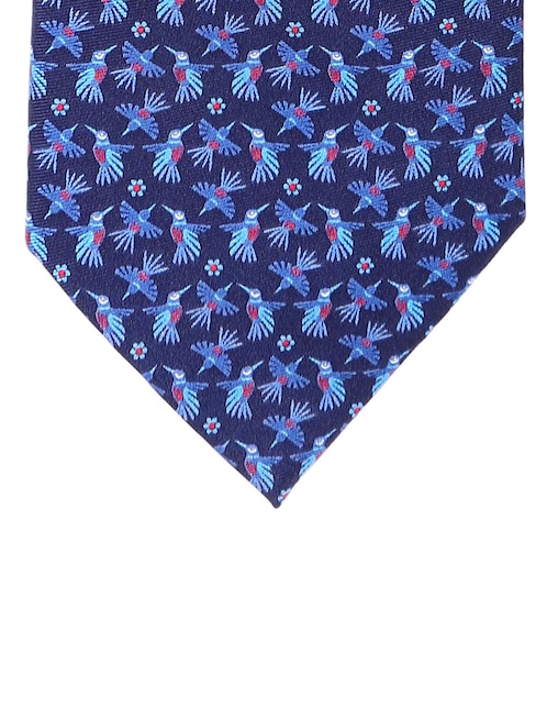 Corbata Colibrí Mensajero del Amor regular seda azul marino 1