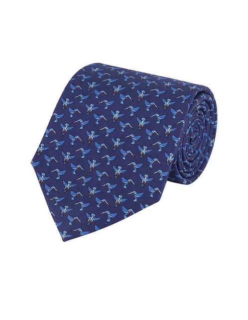 Corbata Colibrí Origami azul marino