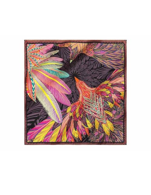 Pashmina seda negra con diseño gráfico 1
