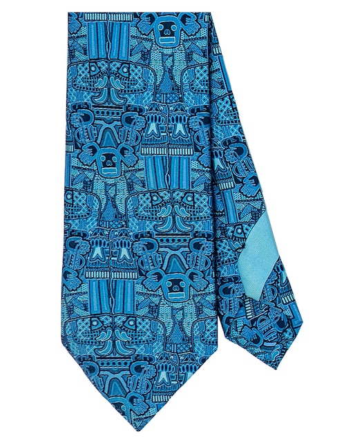 Corbata regular (6-8.5 cm) de seda estampado gráfico para hombre
