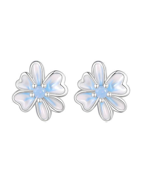Broqueles de flor Ame Jewelry Flowers de plata P 925 con acabado brillante zirconia