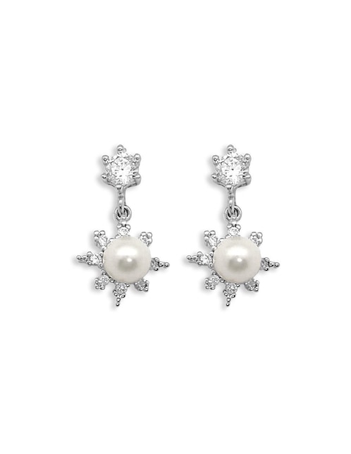 Aretes de estrella Malia Joyería con acabado baño rodio zirconia