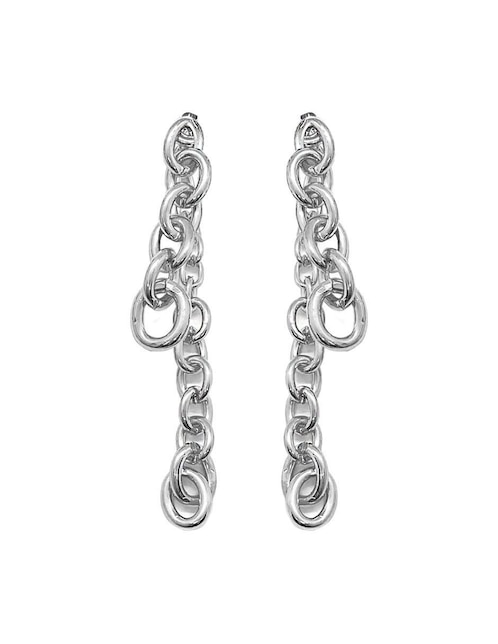 Aretes de eslabones Malia Joyería con acabado baño rodio