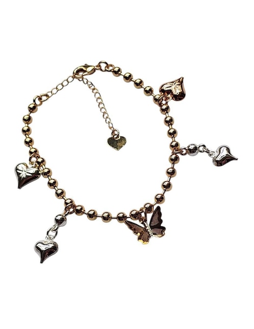 Pulsera Limerence By Claudia Herrera de oro laminado 14 k Corazones con acabado brillante