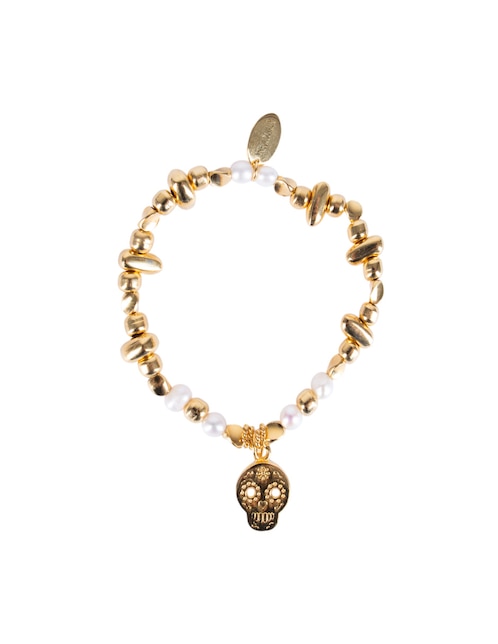 Pulsera Pineda Covalin con perla 10 k Calavera