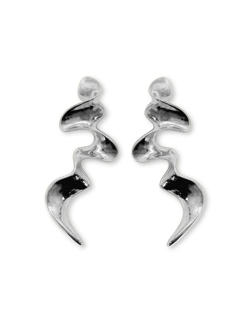 Broqueles Malia Joyería Espiral con acabado plateado