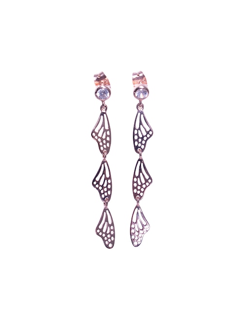 Aretes de mariposa Pineda Covalin Mariposa de plata P 925 con acabado baño de oro zirconia