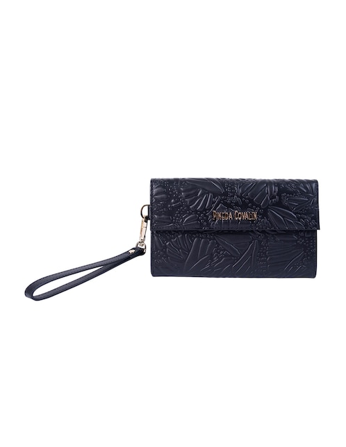 Bolsa wristlet Pineda Covalin grabado mariposa de piel para mujer