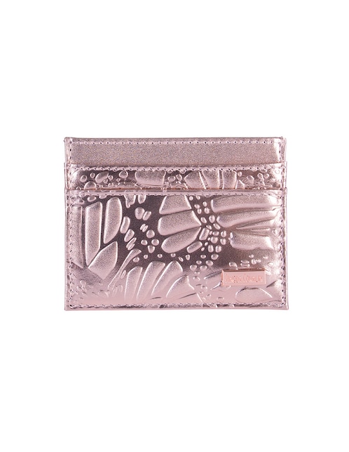 Tarjetero piel grabado mariposa para mujer 1