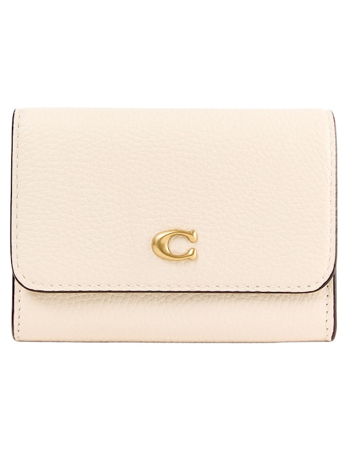 TARJETERO FLAP CARD CASE BEIGE/BLANCO