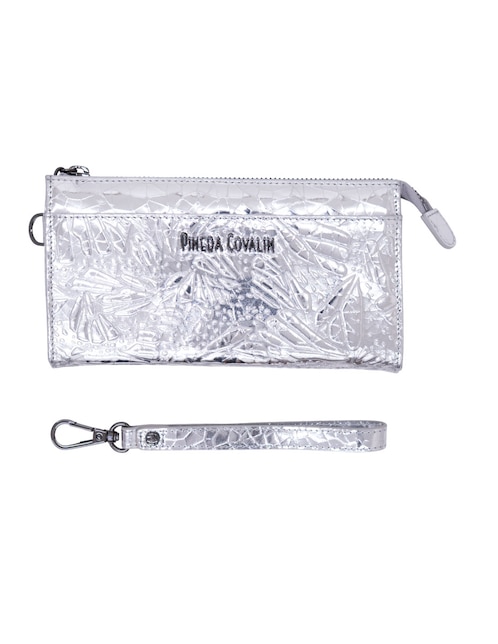 Bolsa wristlet Pineda Covalin Grabado Mariposa de piel para mujer