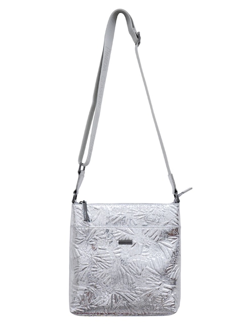 Bolsa messenger Grabado Mariposa de piel para mujer 1