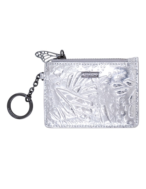 Tarjetero piel grabado mariposa para mujer 1