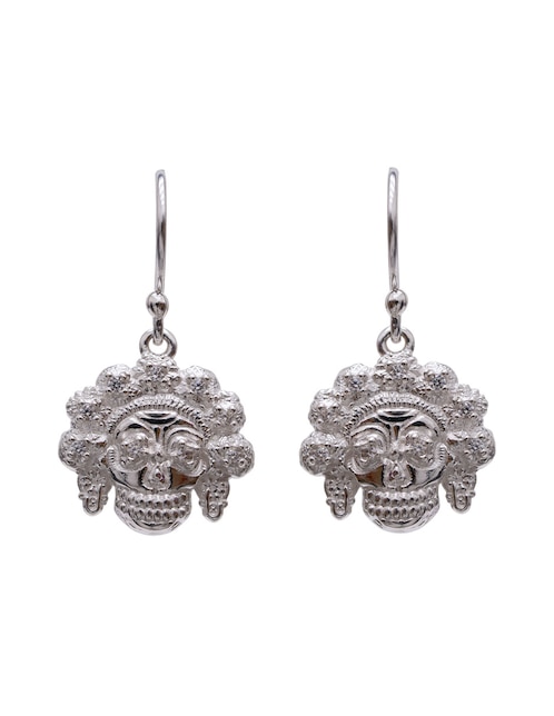 Aretes de catrina Catrina de plata P 925 con acabado brillante zirconia 1