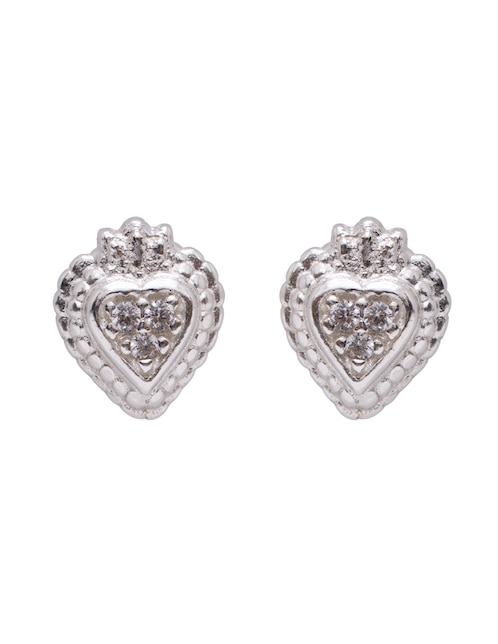 Broqueles de corazón Sagrado Corazón de plata P 925 con acabado brillante zirconia 1