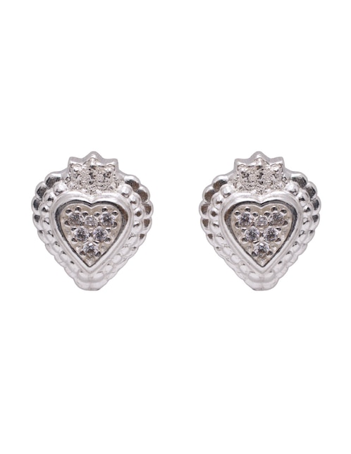 Broqueles de corazón Pineda Covalin Sagrado Corazón de plata P 925 con acabado brillante zirconia