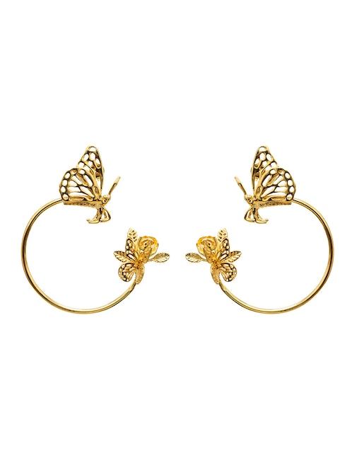 Arracadas de arco Mariposa chapa de oro 18 k 1
