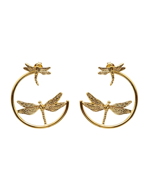Arracadas de arco Libélula chapa de oro 18 k 1
