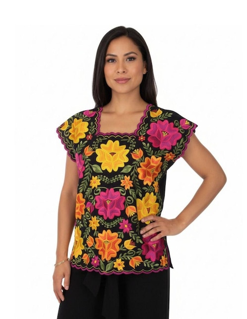 Blusa Teya Artesanal manga corta para mujer