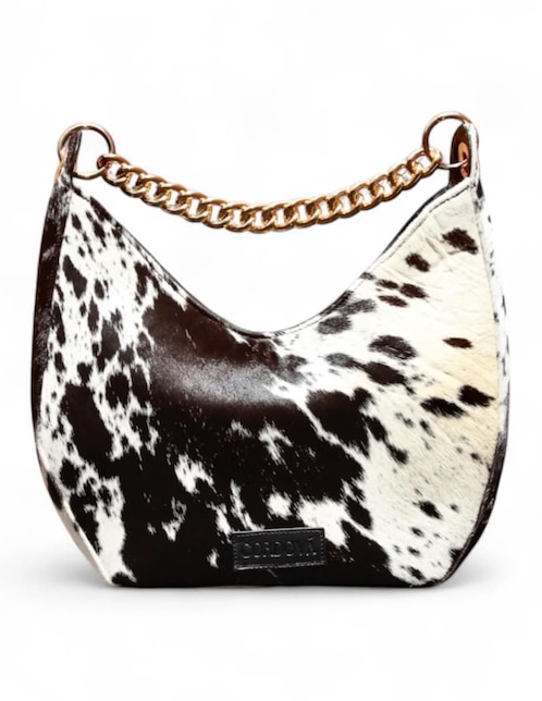 Bolsa hobo Cordova Fortune Cow Black de piel para mujer