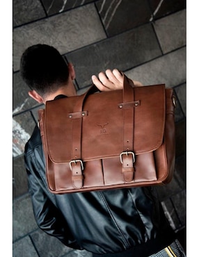 Maletín Ag Leather de piel con compartimiento para laptop 15 pulgadas y celular
