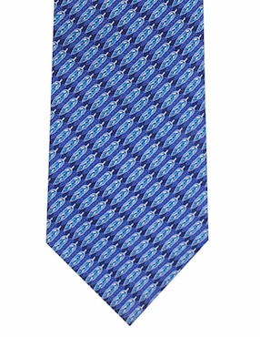 Corbata Pineda Covalin regular seda azul marino con diseño gráfico
