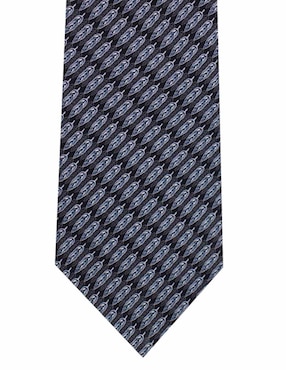 Corbata Pineda Covalin regular seda negra con diseño gráfico