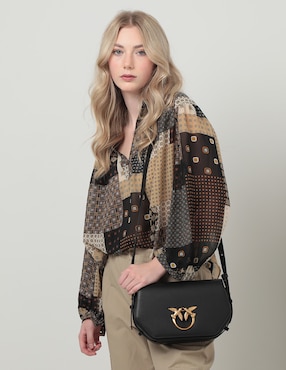 Bolsa flap Pinko Love Click Exagon Classic de piel para mujer