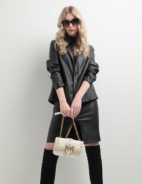 Bolsa flap Pinko Love One de piel para mujer