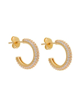 Arracadas de media luna Bluelander de plata P 925 con acabado chapa de oro zirconia