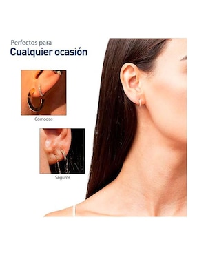 Arracadas de media luna Bluelander de plata P 925 con acabado chapa de oro zirconia