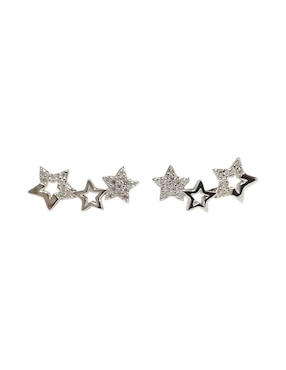 Broqueles De Estrella Ame Jewelry Stars De Plata P925 Acabado Brillante Zirconia