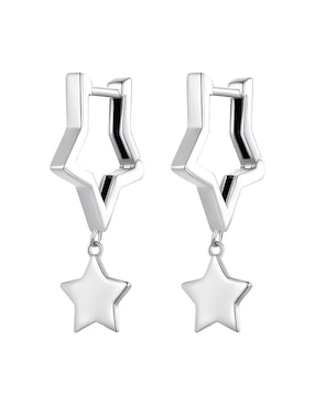 Aretes Huggies De Estrella Ame Jewelry Stars De Plata P925 Acabado Brillante