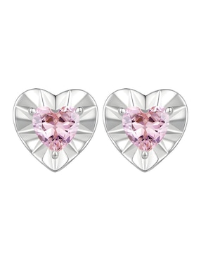 Broqueles De Corazón Ame Jewelry Love De Plata P925 Acabado Brillante Zirconia