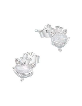 Broqueles de flor Ame Jewelry Flowers de plata P 925 con acabado brillante zirconia