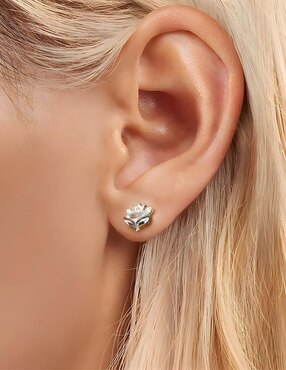 Broqueles de flor Ame Jewelry Flowers de plata P 925 con acabado brillante zirconia