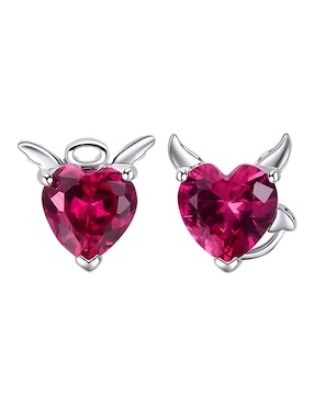 Broqueles De Corazón Ame Jewelry Love De Plata P925 Acabado Brillante Zirconia