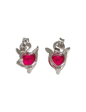 Broqueles de corazón Ame Jewelry de plata P 925 con acabado brillante zirconia