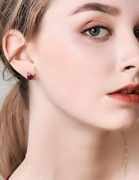 Broqueles de corazón Ame Jewelry de plata P 925 con acabado brillante zirconia