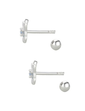 Broqueles de flor Ame Jewelry Flowers de plata P 925 con acabado brillante zirconia