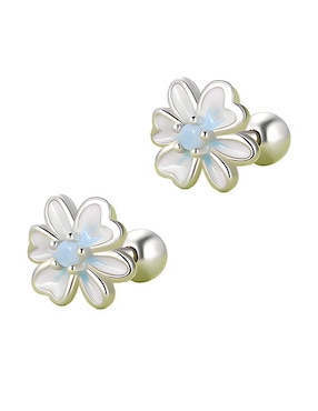 Broqueles de flor Ame Jewelry Flowers de plata P 925 con acabado brillante zirconia
