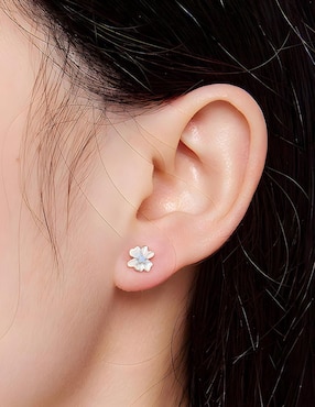 Broqueles de flor Ame Jewelry Flowers de plata P 925 con acabado brillante zirconia