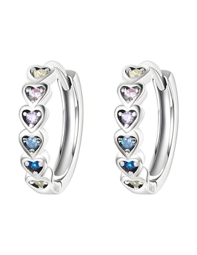 Arete Huggies De Corazón Ame Jewelry Love De Plata P925 Acabado Brillante Zirconia