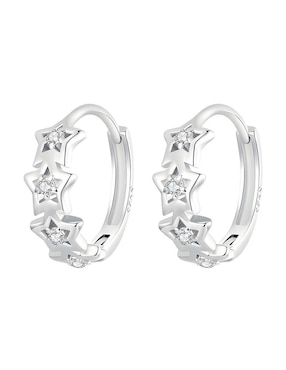 Aretes Huggies De Estrella Ame Jewelry Stars De Plata P925 Acabado Brillante Zirconia