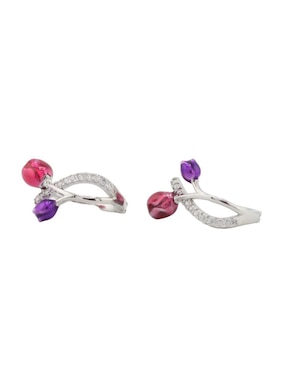 Aretes de flor Wünd de plata P 925 con acabado pavé