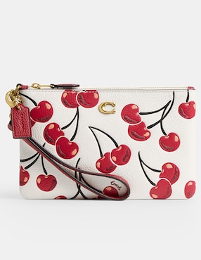 Bolsa Wristlet Coach Printed Leather De Piel Para Mujer