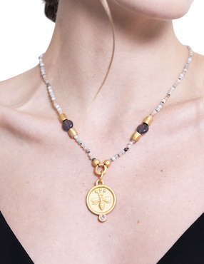 Collar Pineda Covalin Abeja de baño de oro 24 K