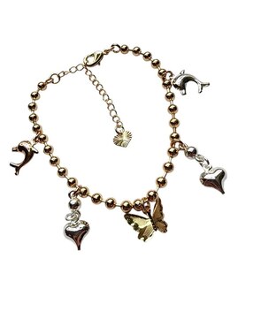 Pulsera Limerence By Claudia Herrera de oro laminado 14 k Delfines con acabado brillante