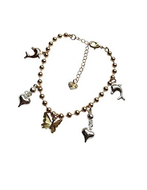 Pulsera Limerence By Claudia Herrera de oro laminado 14 k Delfines con acabado brillante