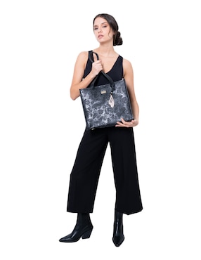 Bolsa tote Pineda Covalin Grabado Mariposa de piel para mujer